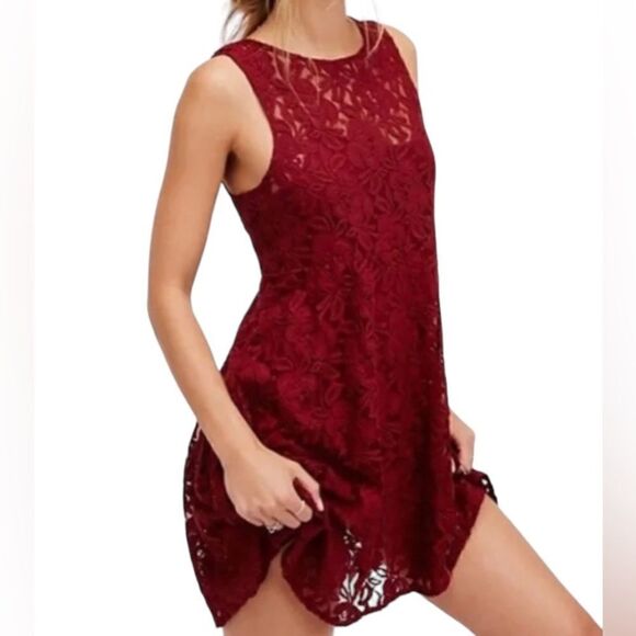 Free People Red lace dress Small - Picture 2 of 7